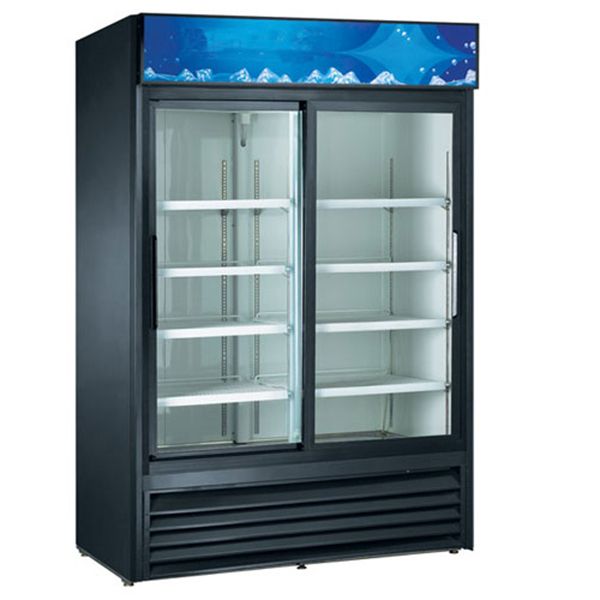 U-Star - USRFS-2D/B, Merchandiser Refrigerator 2 Door 32" Deep 54" Wide 80" High Black - Slide Door 47 Cubic Ft