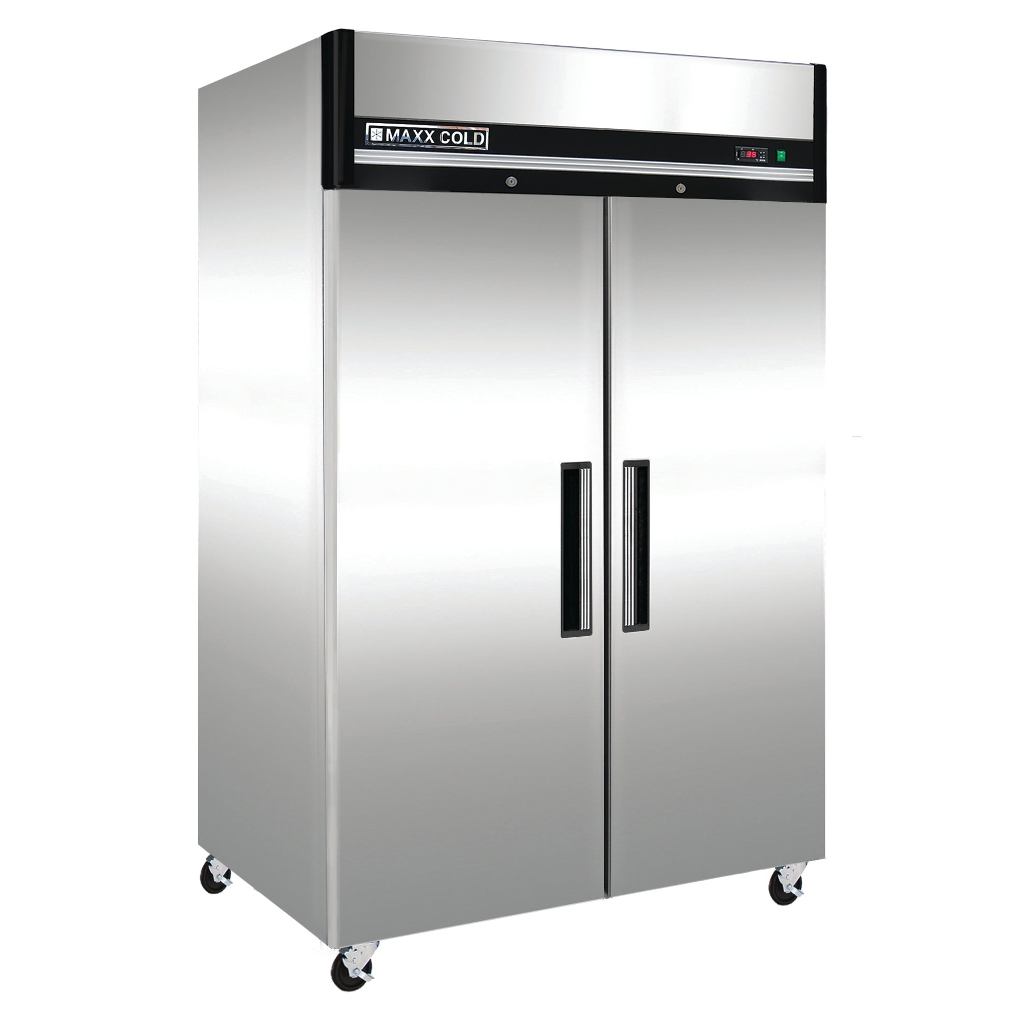 Maxx Cold - MCRT-49FDHC Double Door Reach-In Refrigerator, Top Mount, 54"W, 49 cu. ft. Storage Capacity, Energy Star Rated, in Stainless Steel