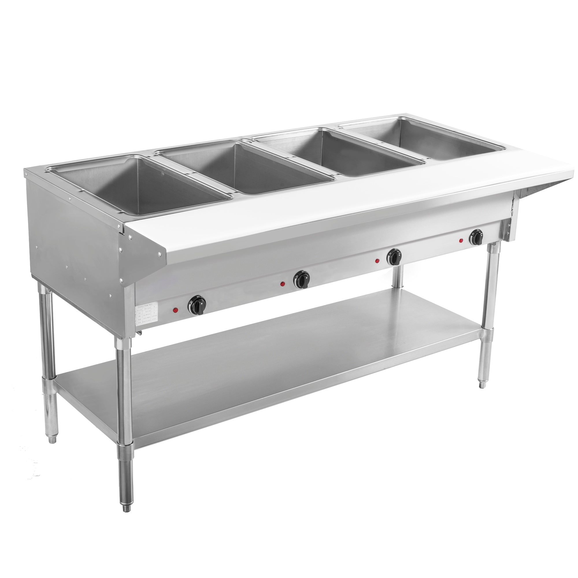 BevLes - BVST-4-240, BevLes 4 Well Electric Steam Table, 230V, in Silver
