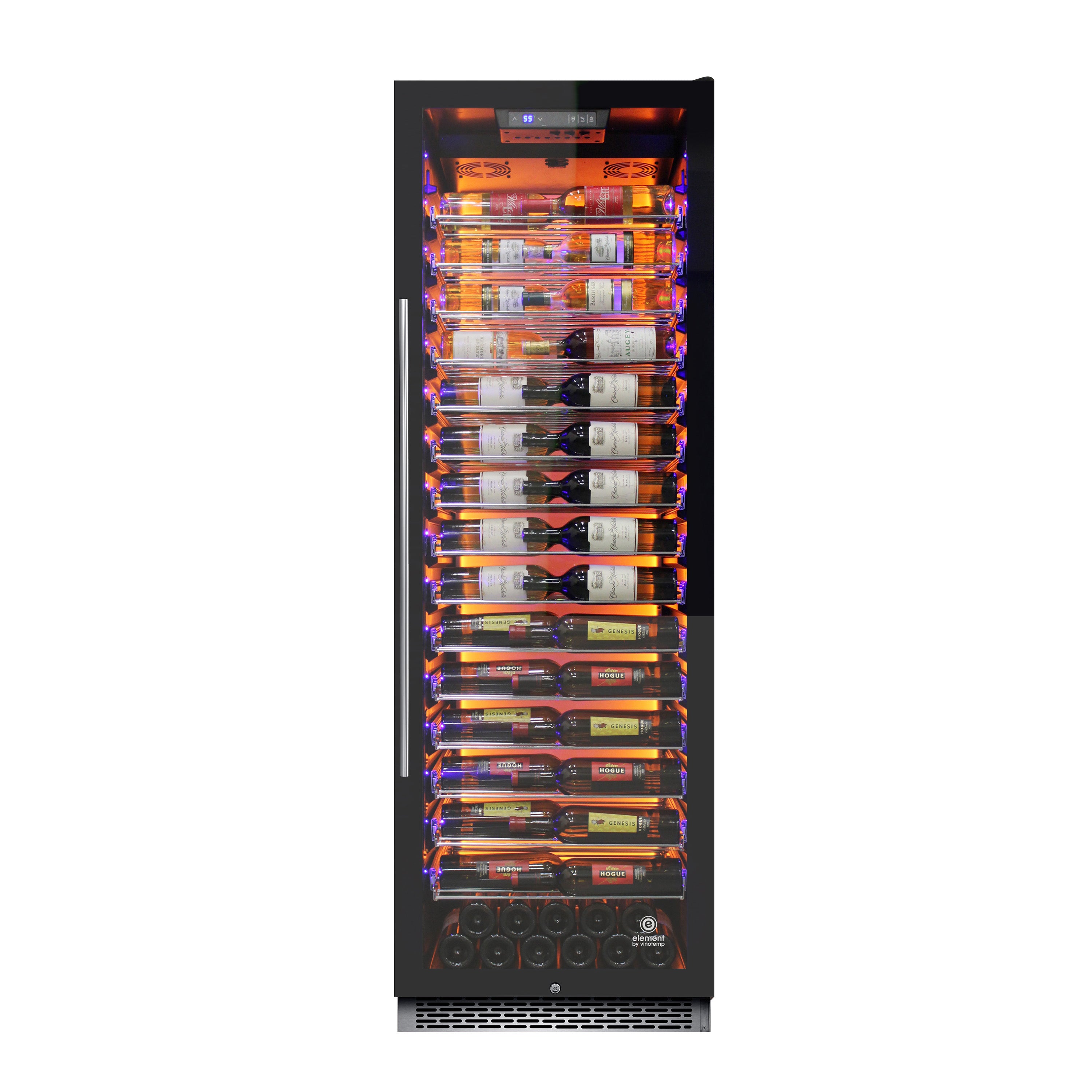 Vinotemp - EL-168COMM, Vinotemp Backlit Series Commercial 168 Single-Zone Wine Cooler, Right Hinge, 141 Bottle Capacity, in Black