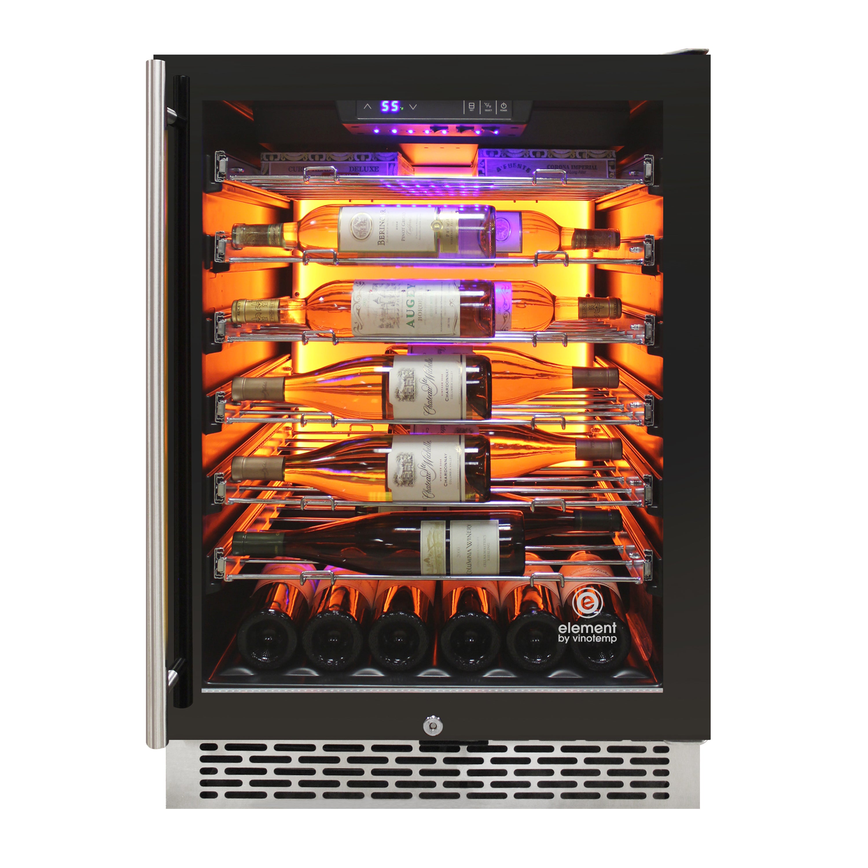 Vinotemp - EL-54COMM, Vinotemp Backlit Series Commercial Single-Zone Wine Cooler, 41 Bottle Capacity, in Black