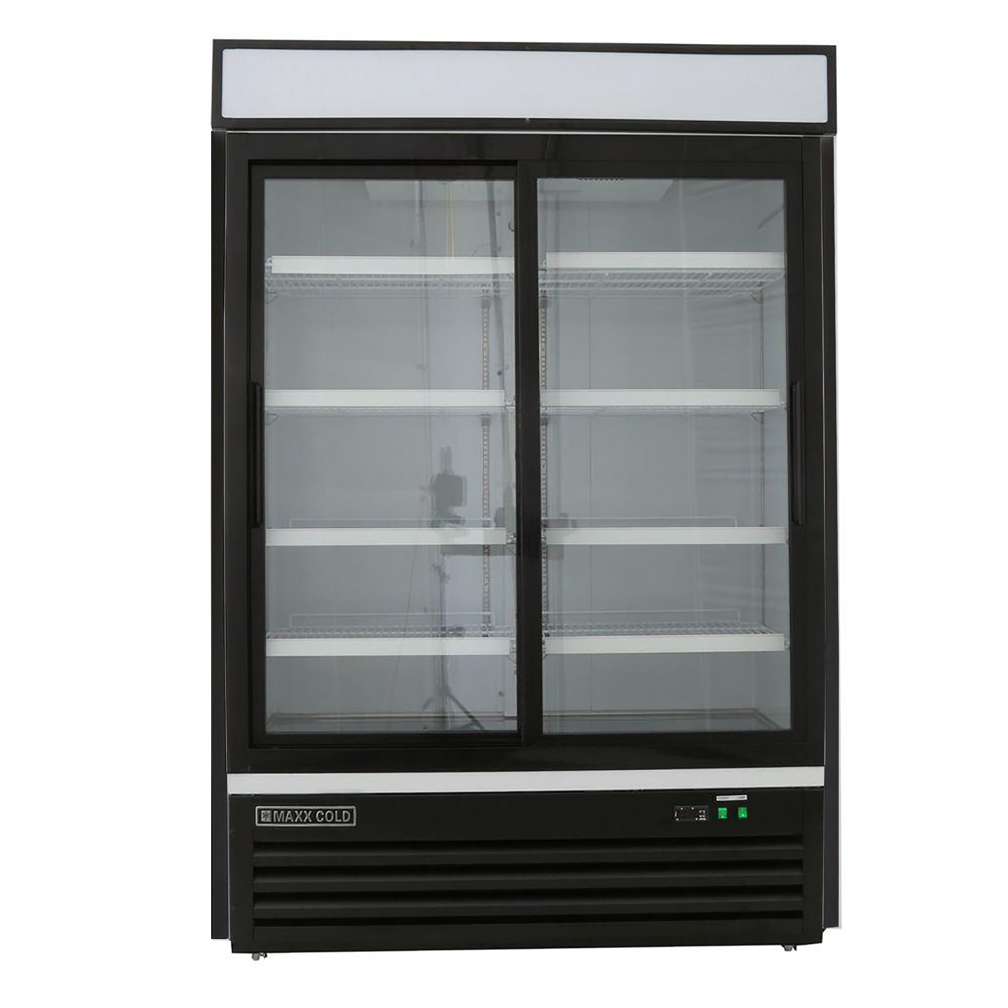 Maxx Cold - MXM2-48RSBHC, Maxx Cold Double Glass Door Merchandiser Refrigerator, Sliding Door, 54"W, 48 cu. ft. Storage Capacity, in Black