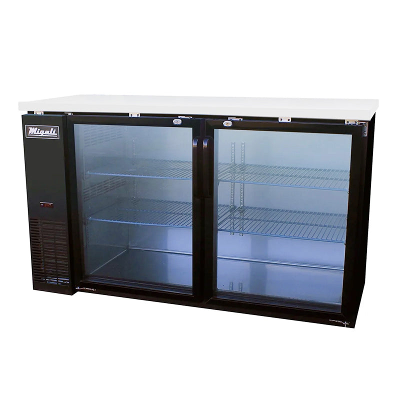 Migali - C-BB60G-HC, Commercial 60" 2 Door Back Bar Refrigerator 15.8cu.ft.