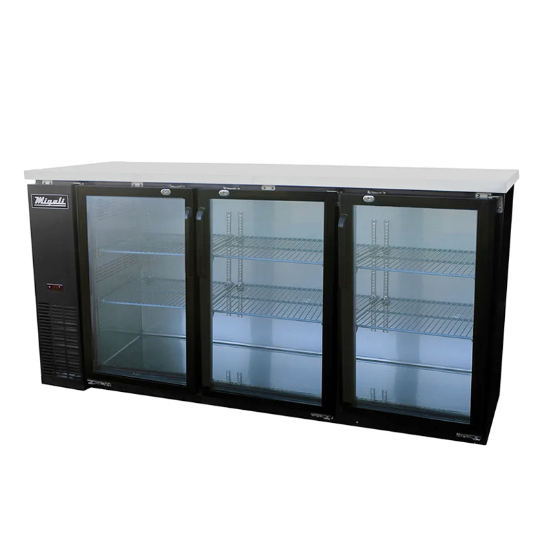Migali - C-BB72G-HC, Commercial 72" 3 Door Back Bar Refrigerator 19.6 cu.ft.