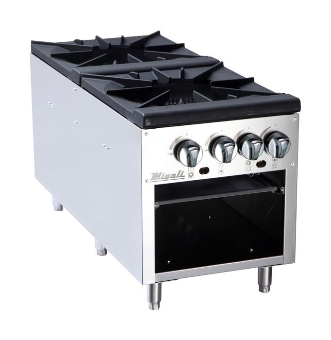 Migali - C-SPS-2-18, Commercial Stock Pot Stove 2 Burner BTU160000