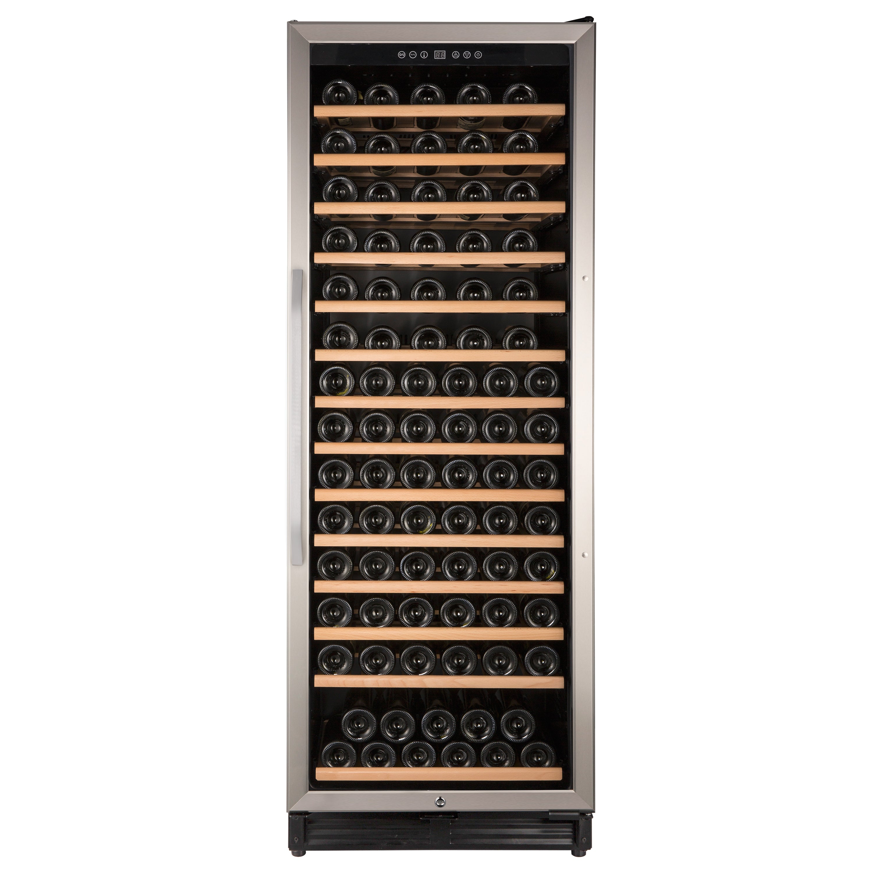 Avanti - WCF149SE3S, Avanti Wine Cooler, 149 Bottle Capacity, in Stainless Steel with Wood Accent Shelving