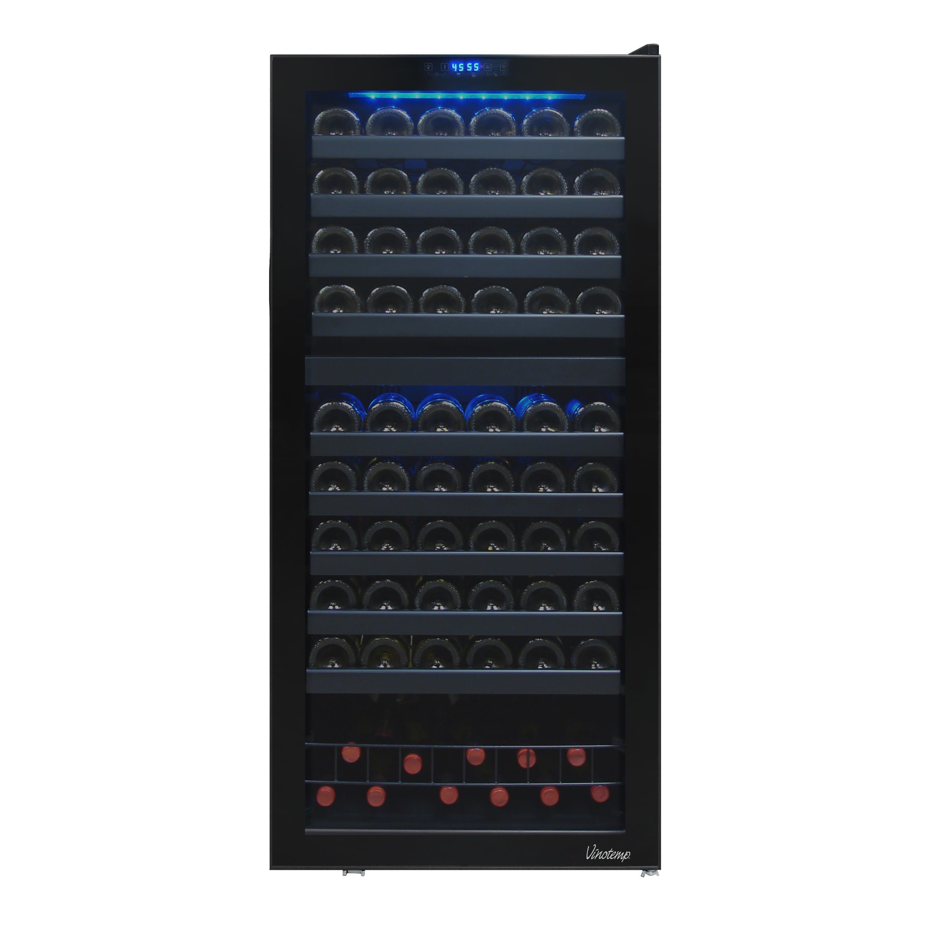 Vinotemp - VT-122TS-2Z, Vinotemp Butler Series Dual-Zone Wine Cooler, 110 Bottle Capacity, in Black