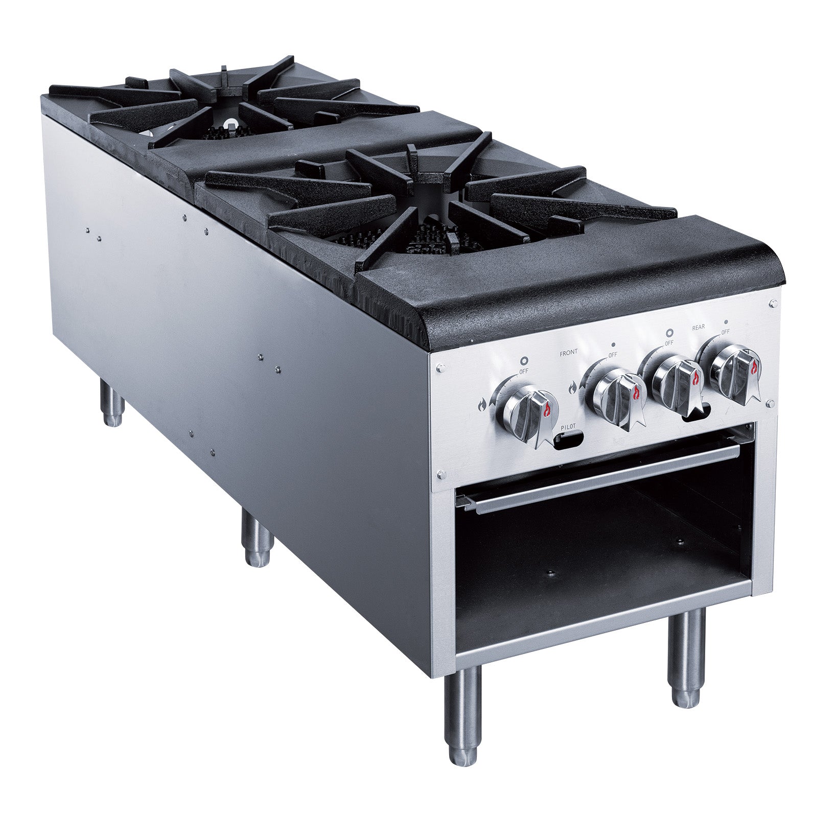 Dukers - DCSPA2, Commercial 18" Countertop Stock Pot Range 2 Buner 16000 BTU/H Natural Gas/Liquid Propane
