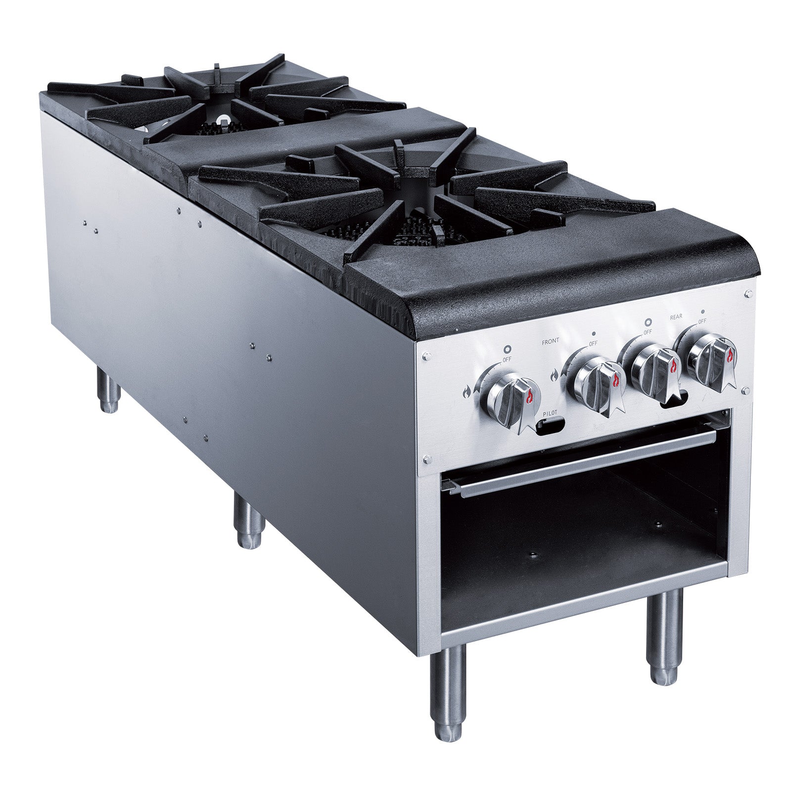 Dukers - DCSP2, Commercial 18" Countertop Stock Pot Range 2 Buner 16000 BTU/H Natural Gas/Liquid Propane