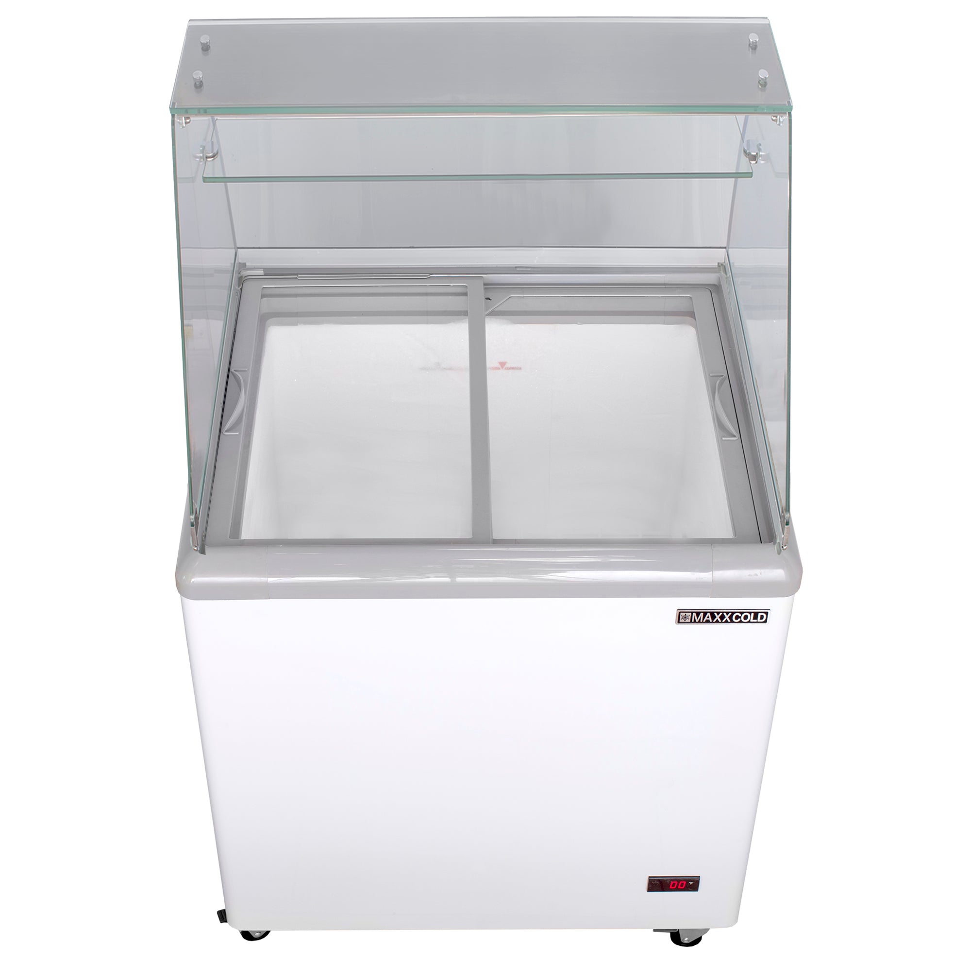 Maxx Cold - MXDC-4, Maxx Cold Curved Glass Ice Cream Dipping Cabinet Freezer, 31.5"W,  5.8 cu. ft. Storage Capacity, Holds up to (12) Flavor Tubs, in White