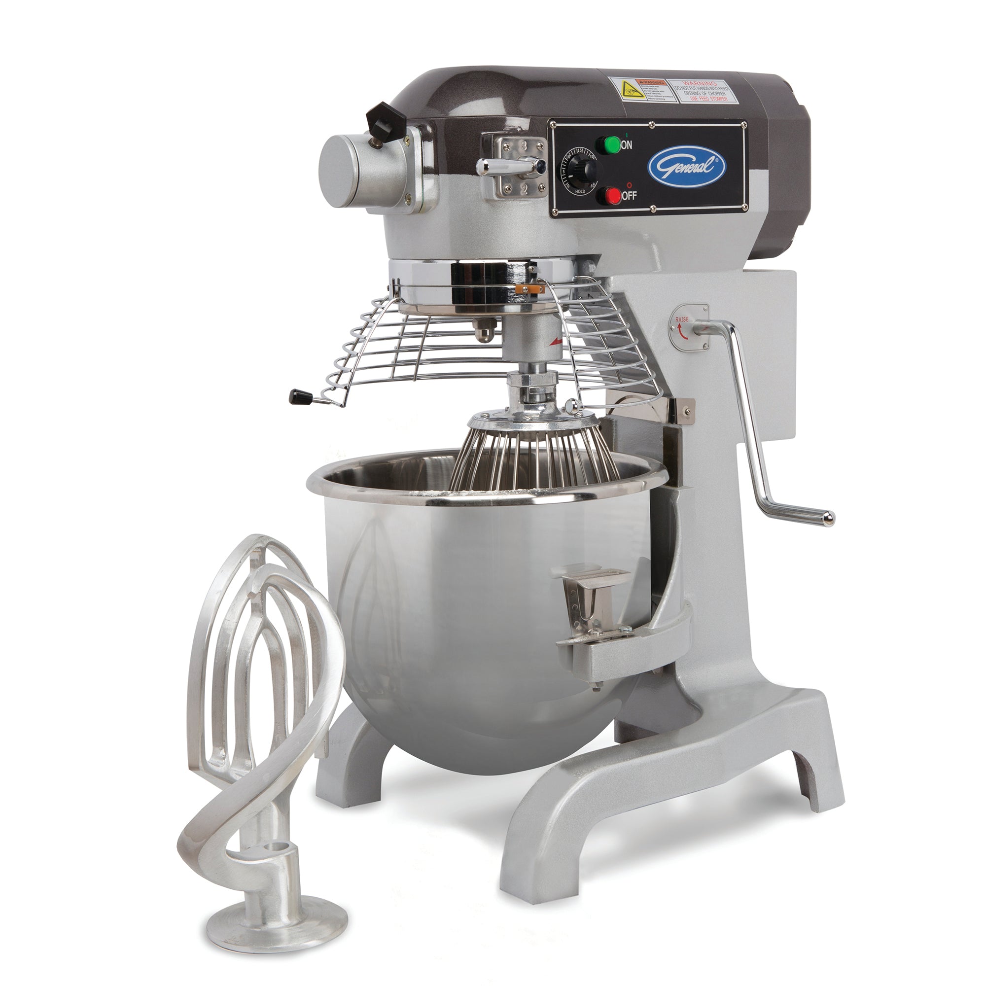 General - GEM120, General Foodservice Planetary Stand Mixer, 20 Quart, with Guard and Standard Accessories, 120V, 1.5 HP, in Stainless Steel