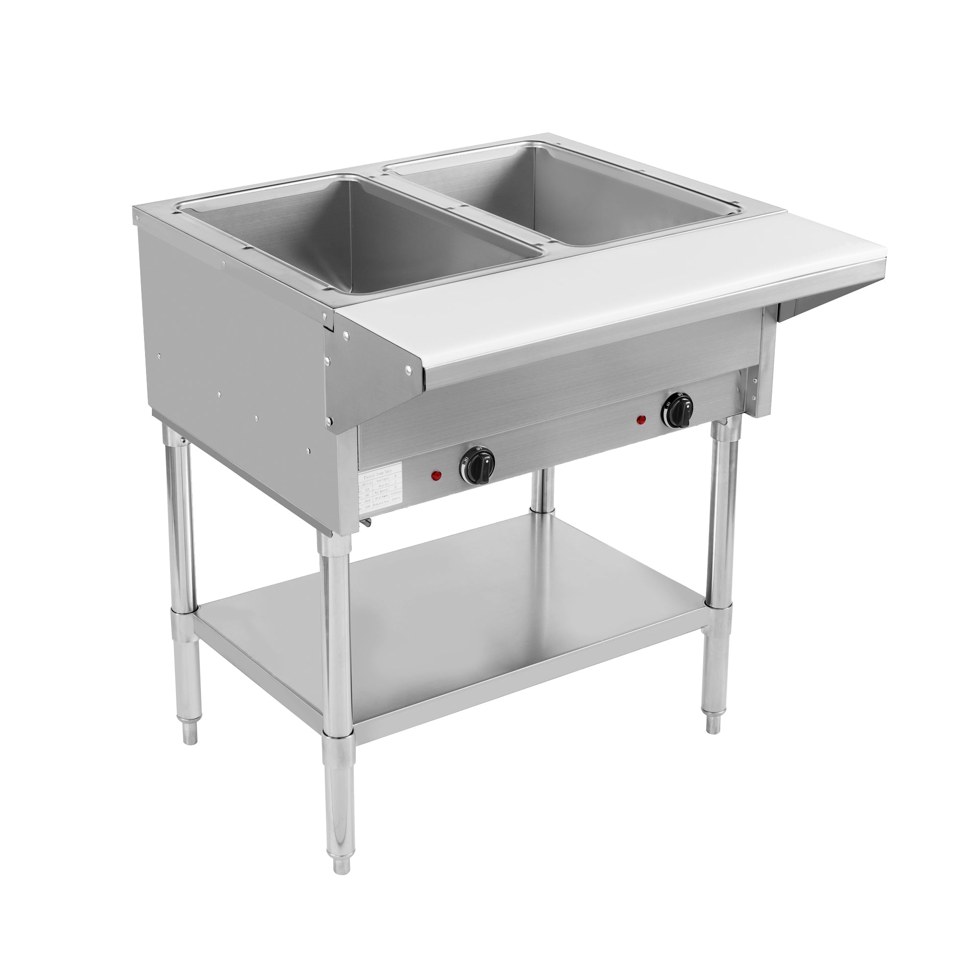 BevLes - BVST-2-240, BevLes 2 Well Electric Steam Table, 230V, in Silver