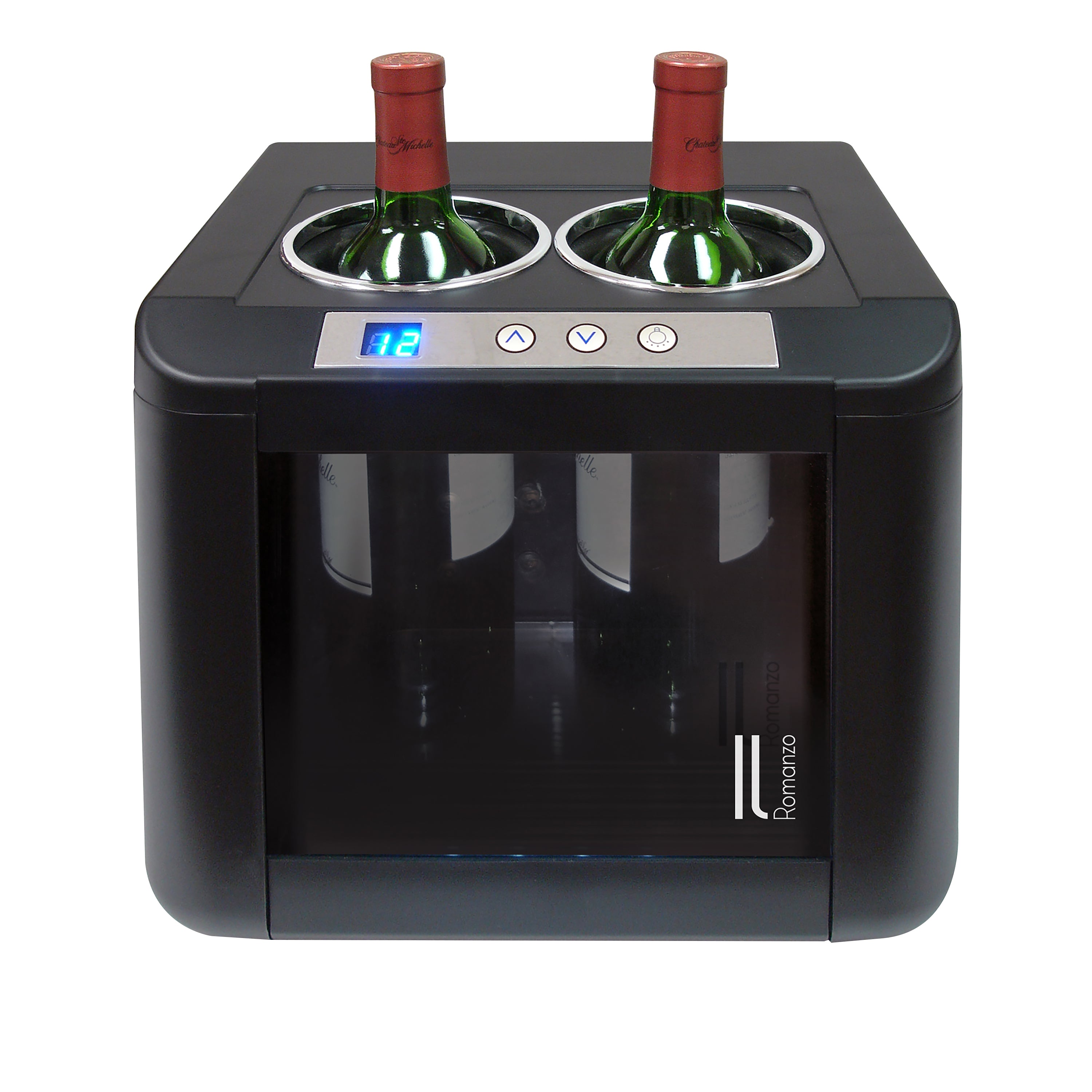 Vinotemp - IL-OW002, Vinotemp Il Romanzo Series Single-Zone Open Display Thermoelectric Wine Cooler, 2 Bottle Capacity, in Black