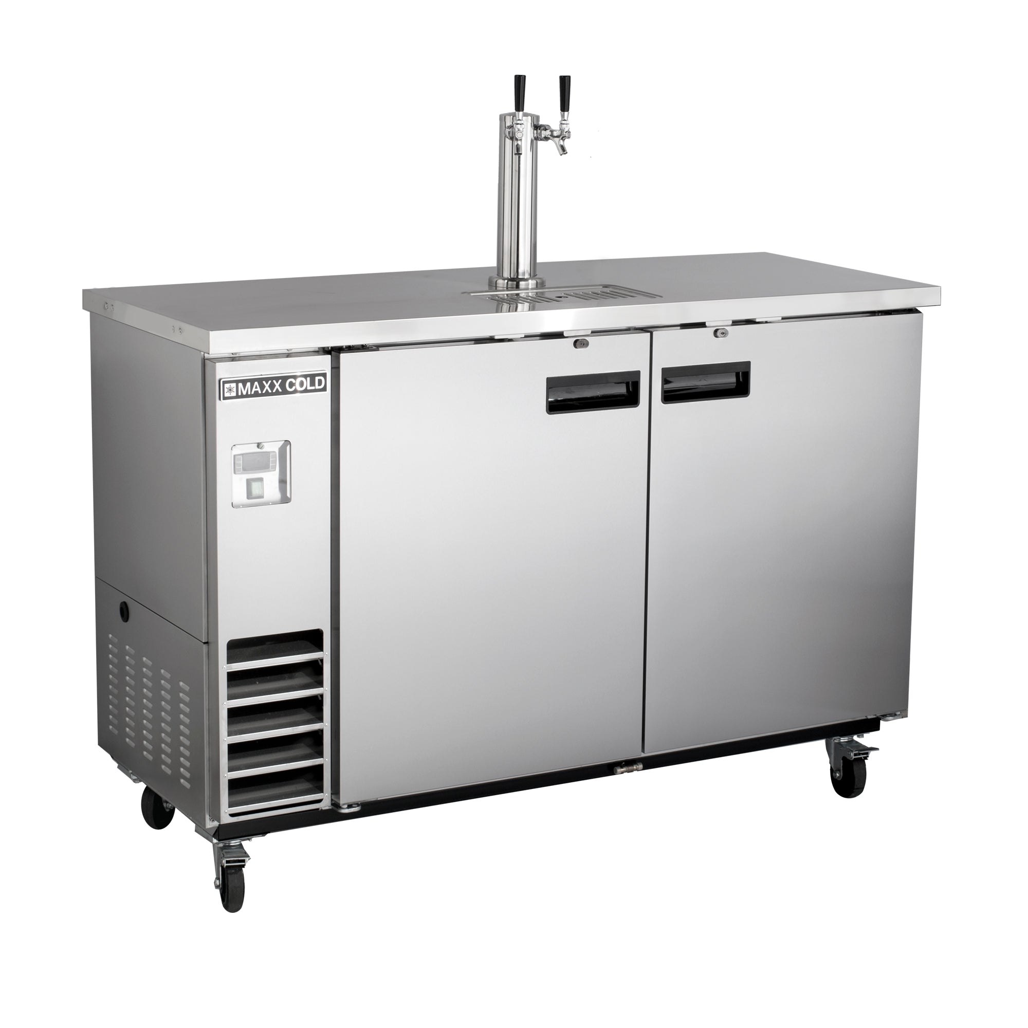 Maxx Cold - MXBD60-1SHC, Maxx Cold Single Tower, 2 Tap Beer Dispenser, 61"W, 14.2 cu. ft., 2 Barrels/Kegs (402L) Storage Capacity, in Stainless Steel