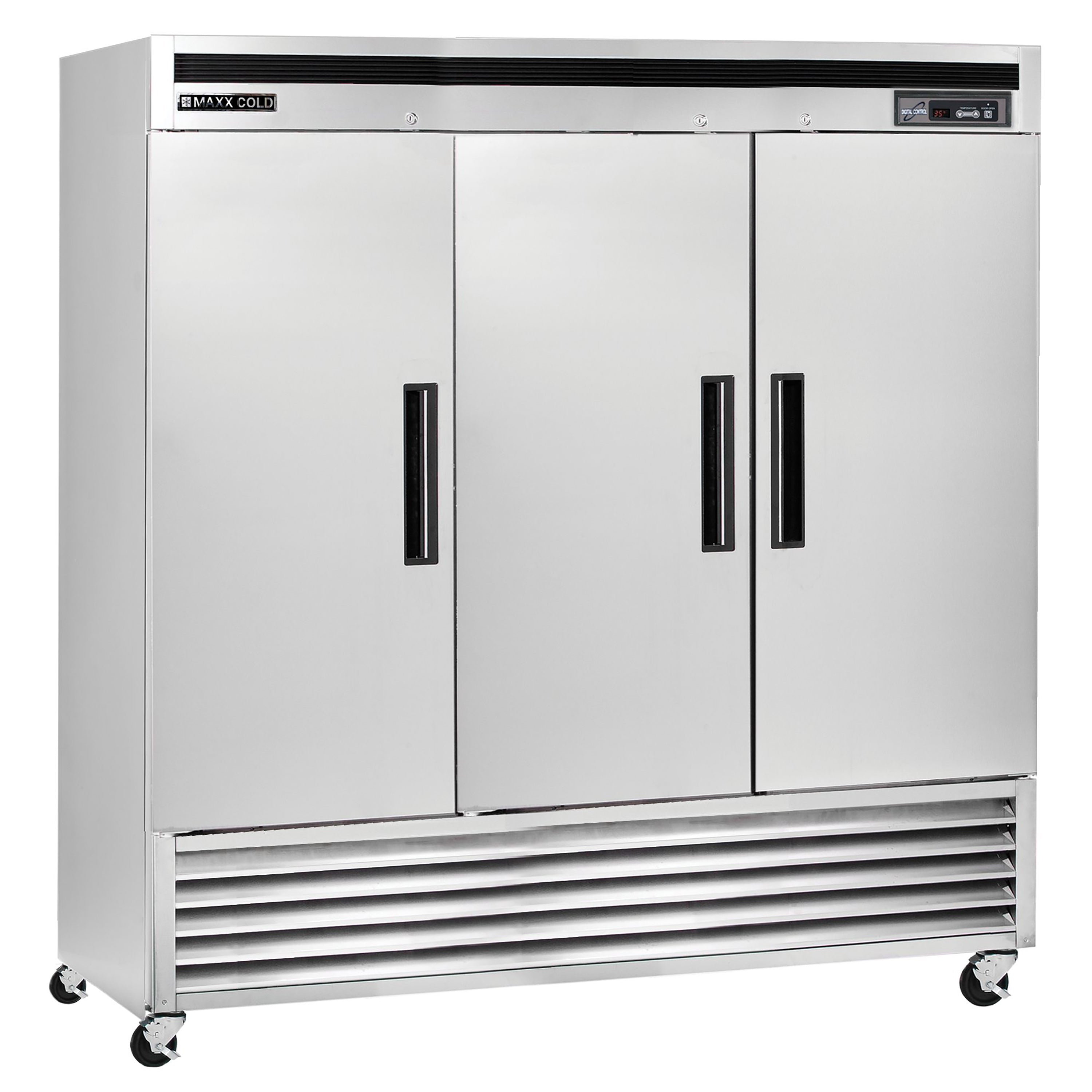 Maxx Cold - MCR-72FDHC, Maxx Cold Triple Door Reach-In Refrigerator, Bottom Mount, 81"W, 72 cu. ft. Storage Capacity, Energy Star Rated, in Stainless Steel