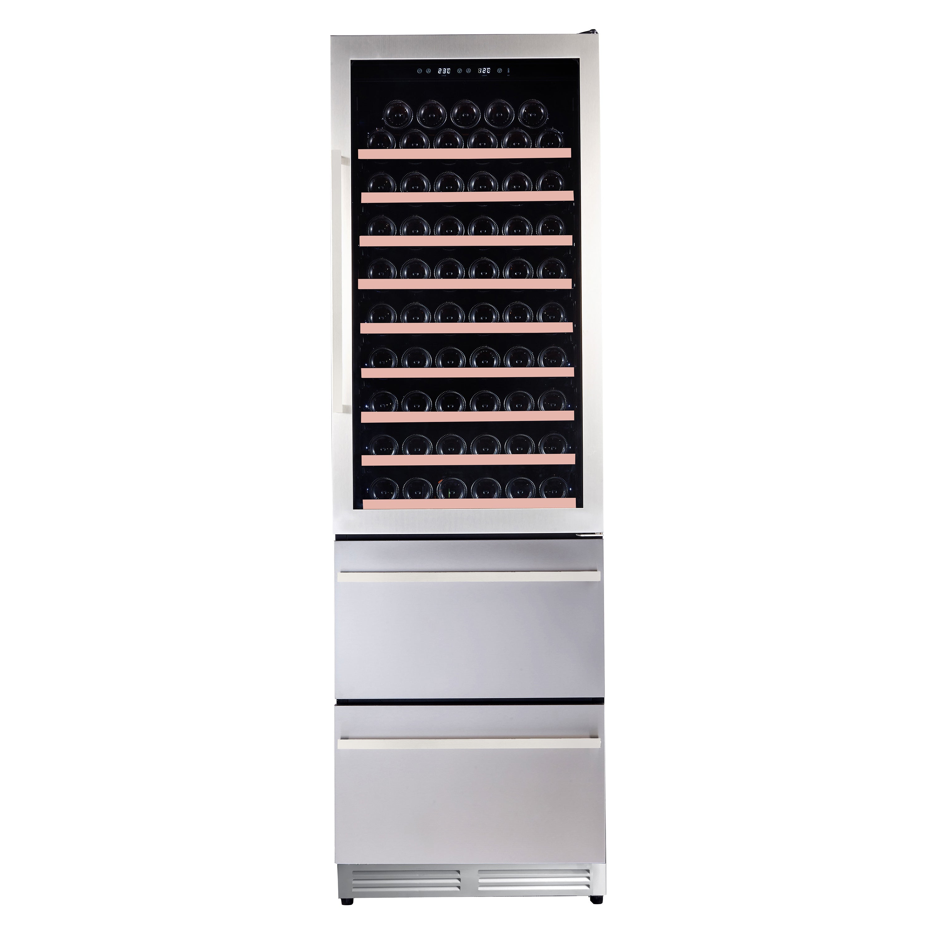 Avanti - WCDD108E3S,  Wine Cooler, 108 Bottle Capacity, 2-Drawer Beverage Center, in Stainless Steel