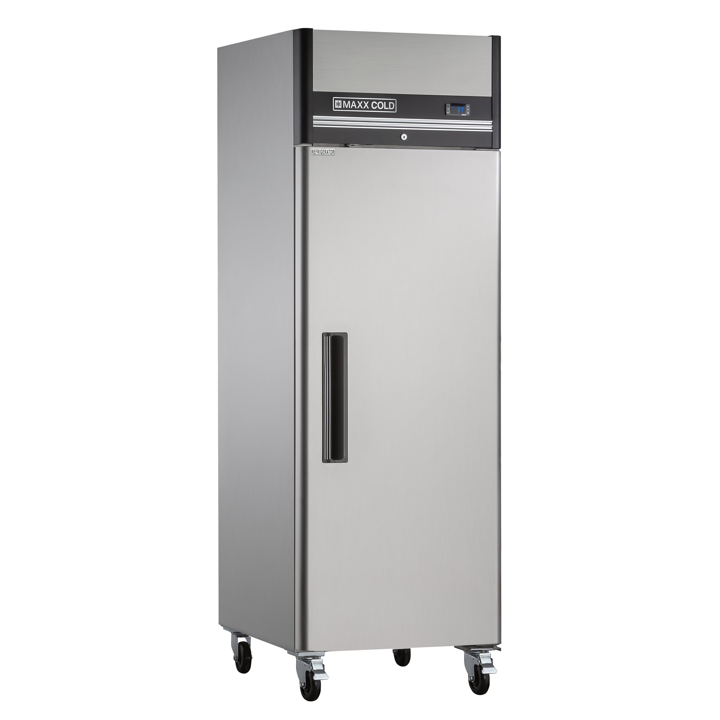 Maxx Cold - MXCR-19FDHC, Maxx Cold Single Door Reach-In Refrigerator, Top Mount, 25.2"W, 19 cu. ft. Storage Capacity, in Stainless Steel