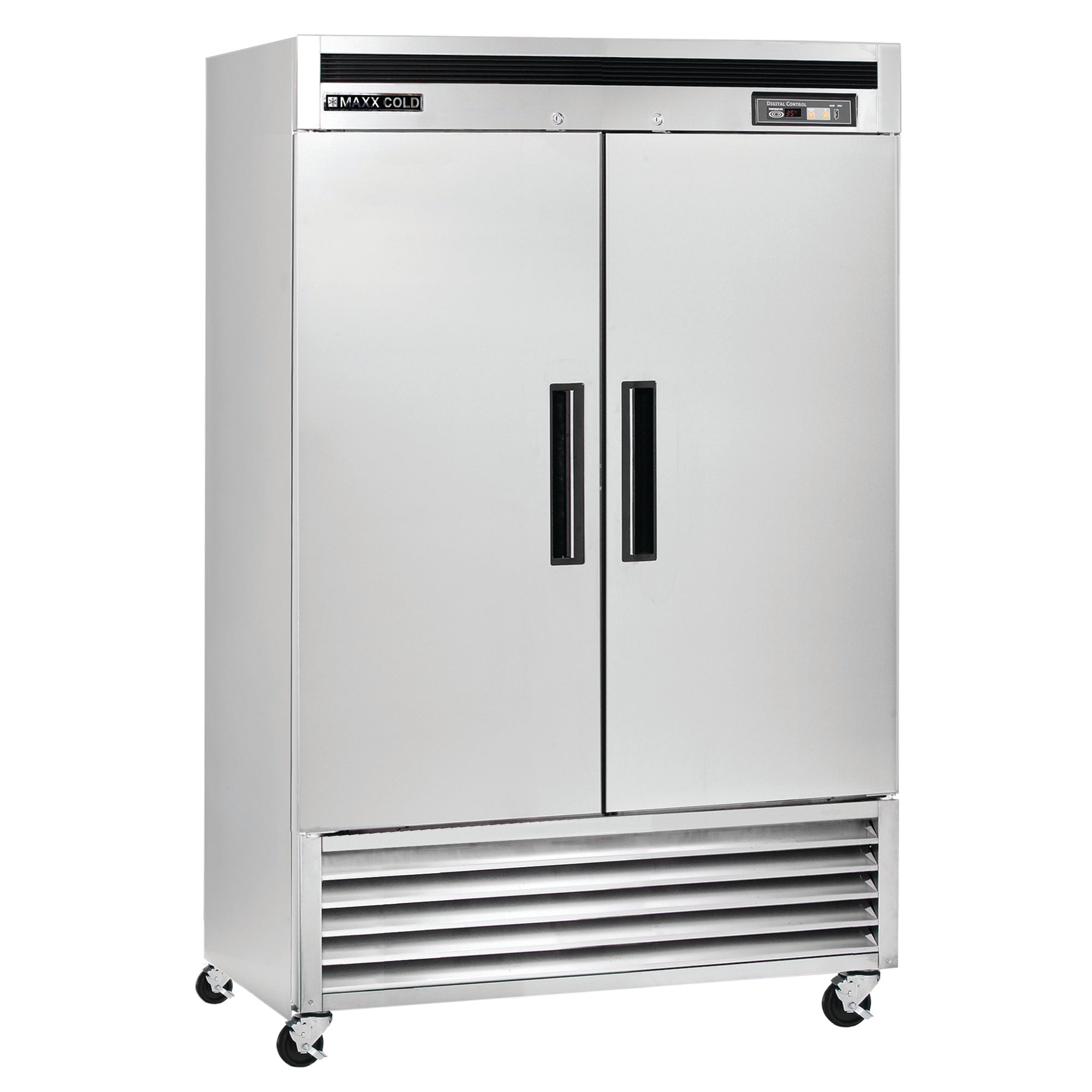 Maxx Cold - MCR-49FDHC Double Door Reach-In Refrigerator, Bottom Mount, 54"W, 49 cu. ft. Storage Capacity, Energy Star Rated, in Stainless Steel