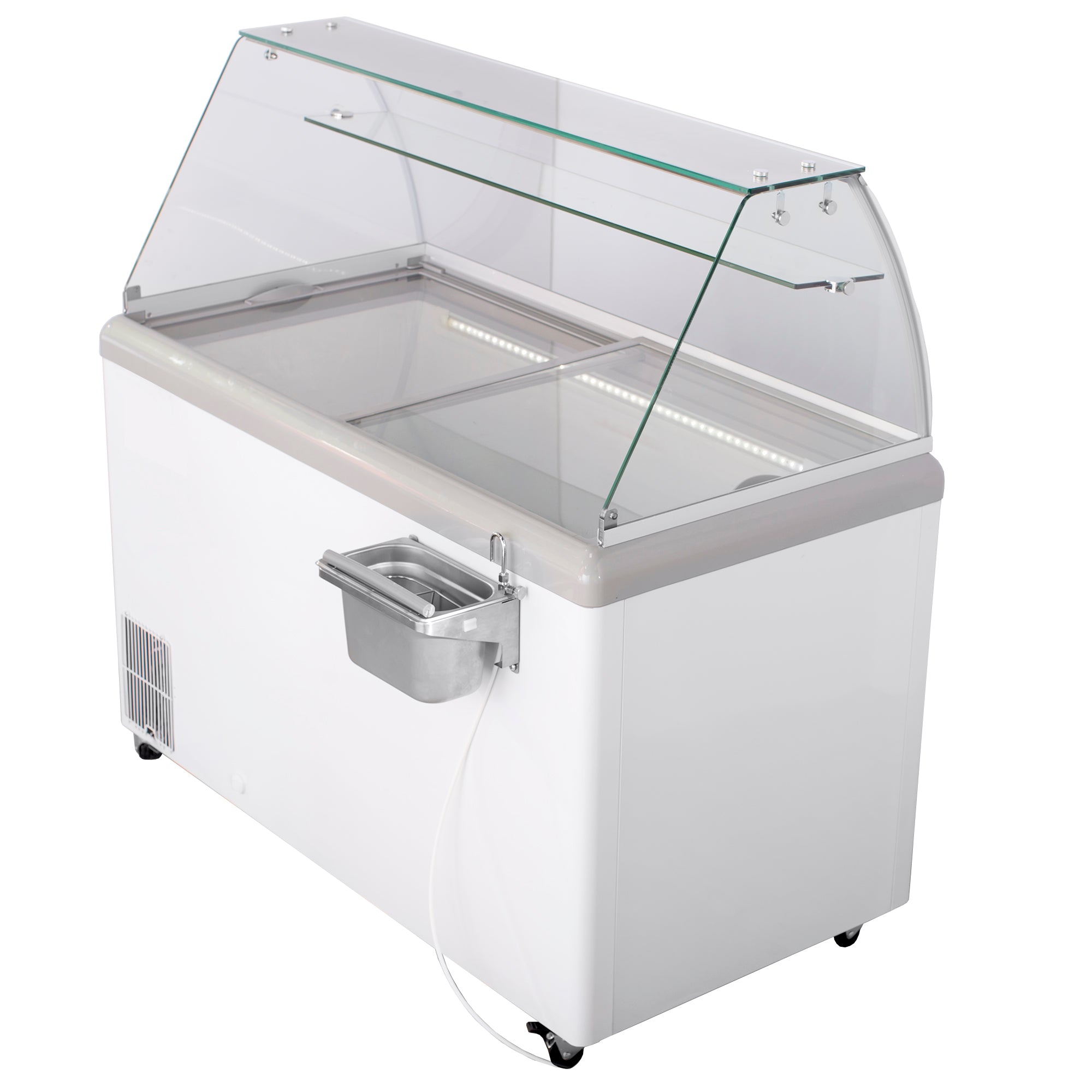 Maxx Cold - MXDC-8, Maxx Cold Curved Glass Ice Cream Dipping Cabinet Freezer, 52"W, 13.8 cu. ft. Storage Capacity, Holds up to (14) Flavor Tubs, in White