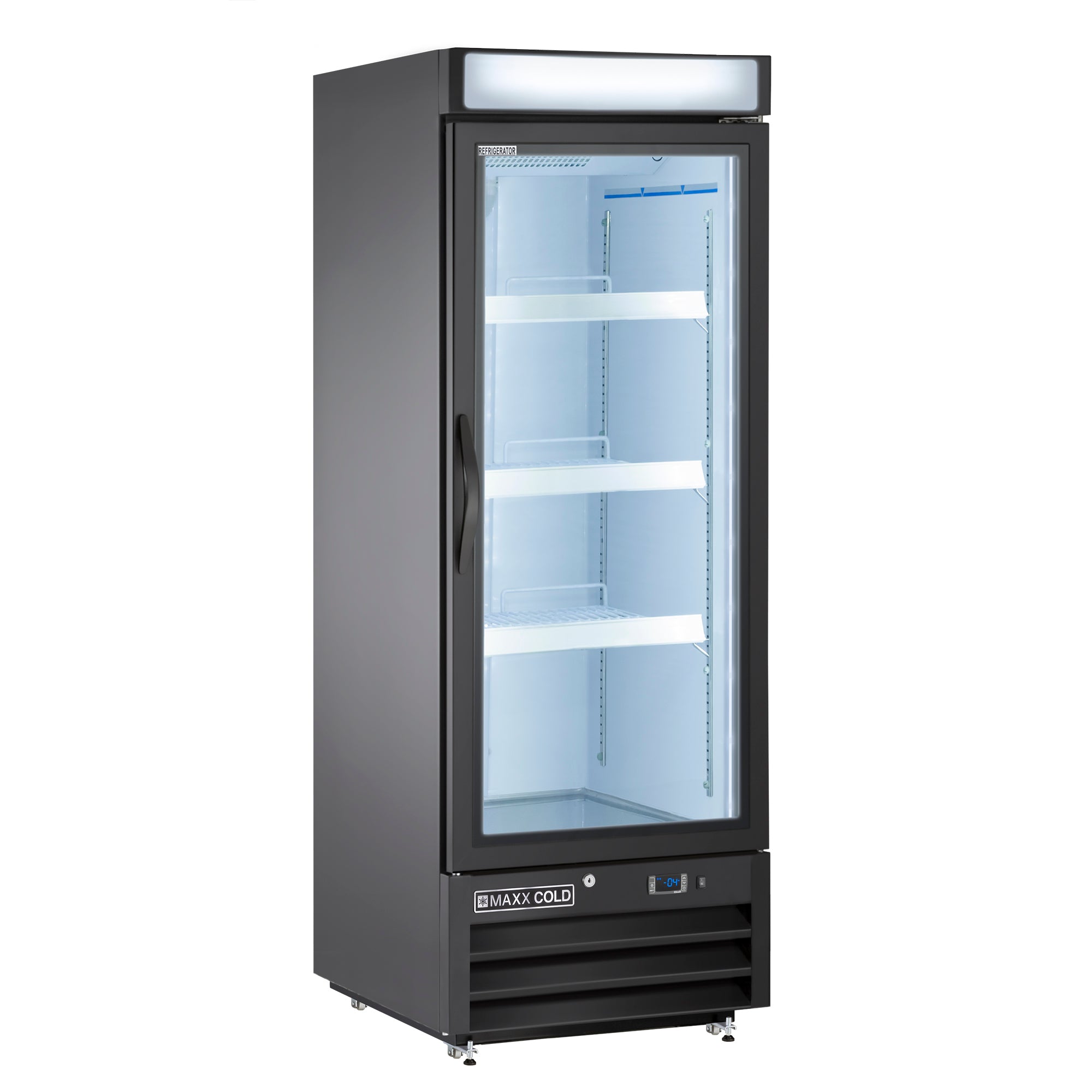 Maxx Cold - MXM1-16FBHC, Maxx Cold Single Glass Door Merchandiser Freezer, Free Standing, 25"W, 16 cu. ft. Storage Capacity, in Black