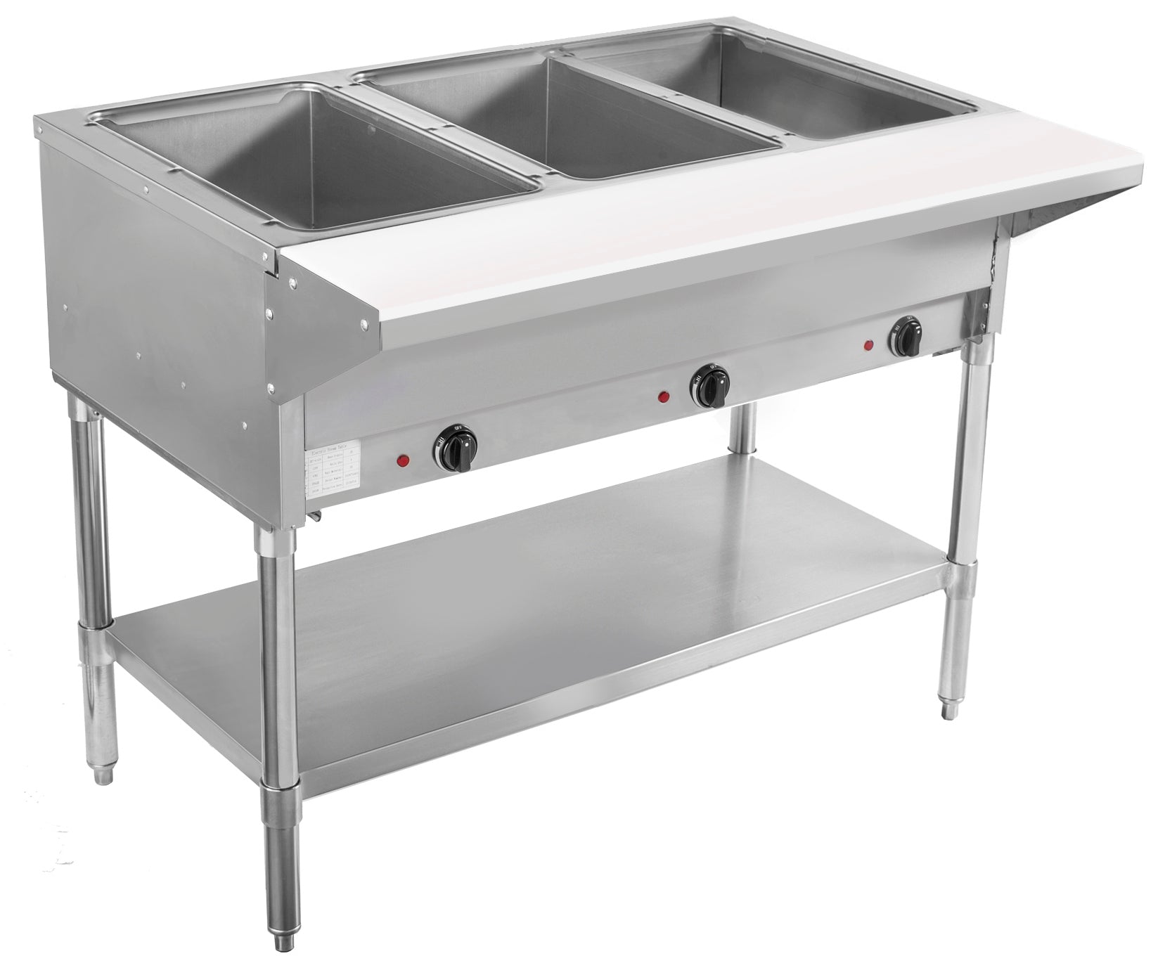 BevLes - BVST-3-240, BevLes 3 Well Electric Steam Table, 230V, in Silver