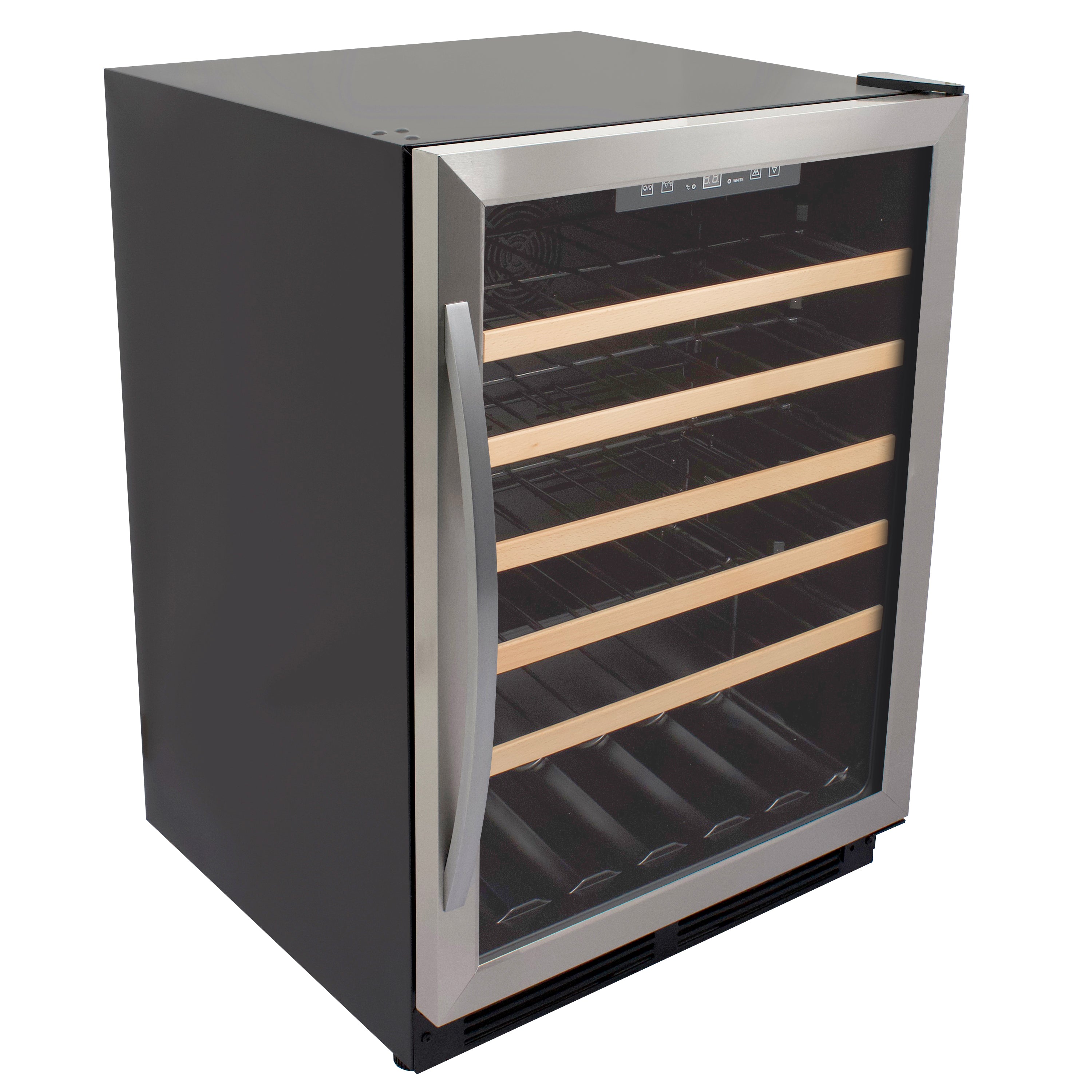 Avanti - WCB52T3S, Avanti Wine Cooler with Wood Accent Shelving, 51 Bottle Capacity, in Stainless Steel