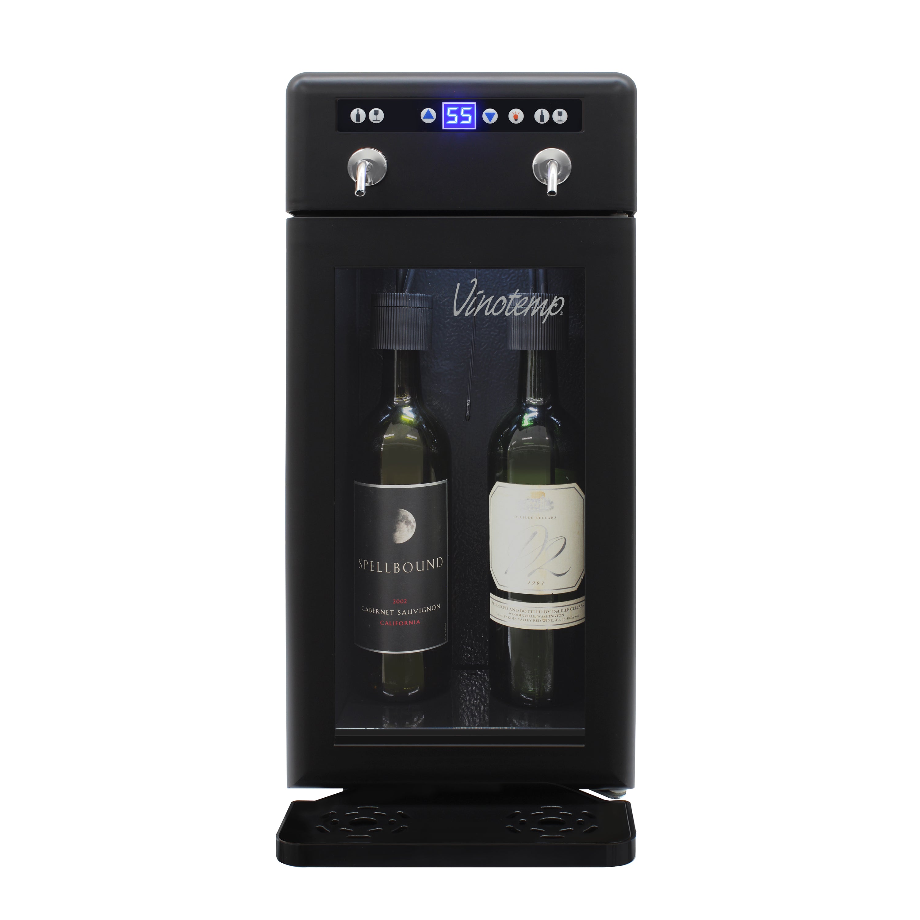 Vinotemp - VT-WD002-BLK, Vinotemp Wine Dispenser with Drip Tray and Push Button Controls, 2 Bottle Capacity, in Black