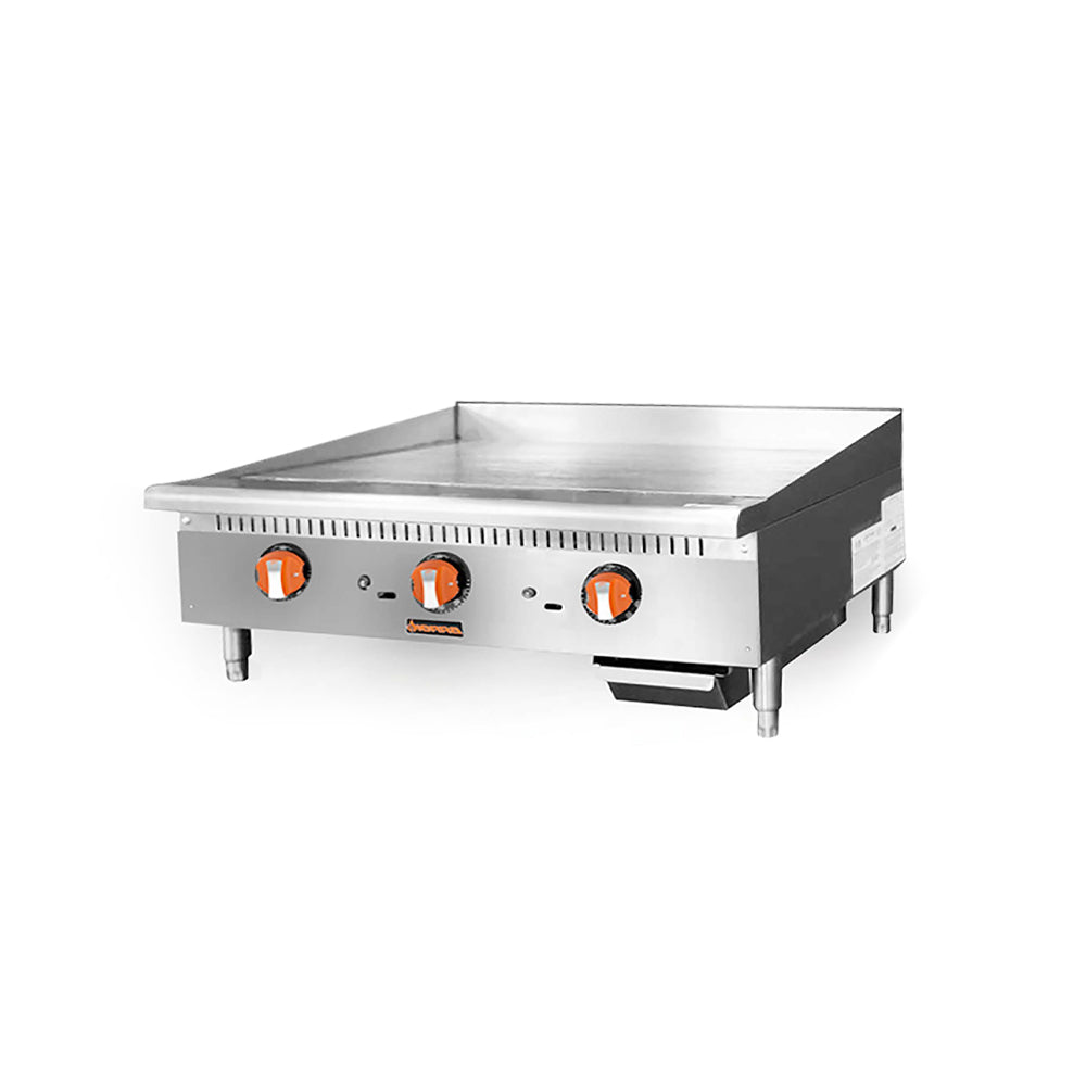 Sierra - SRTG-60, 60” Thermostat Griddle, 3/4” thick steel griddle plate, (5) “U” shaped burners