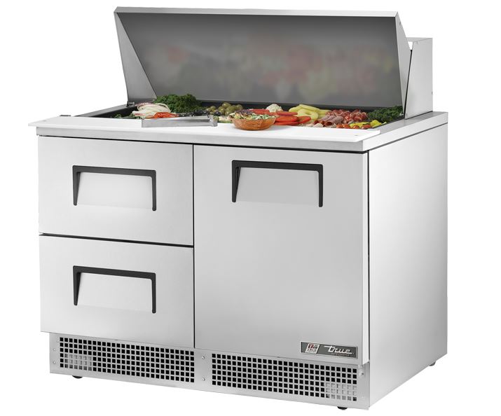 True TFP-48-18M-D-2, Commercial 48" Sandwich/Salad Prep Table w/ Refrigerated Base, 115v