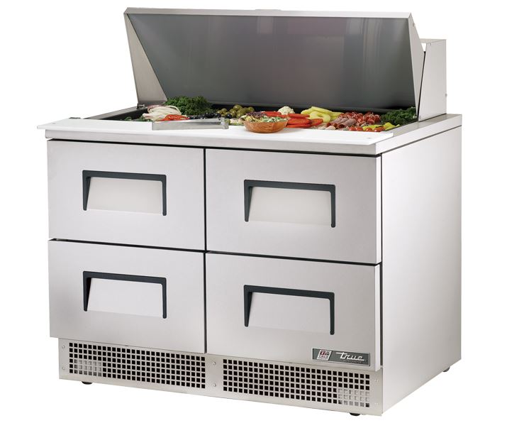 True TFP-48-18M-D-4, Commercial 48" Sandwich/Salad Prep Table w/ Refrigerated Base, 115v