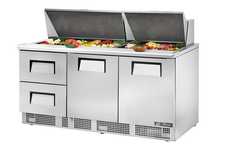 True TFP-72-30M-D-2, Commercial 72" Sandwich/Salad Prep Table w/ Refrigerated Base, 115v