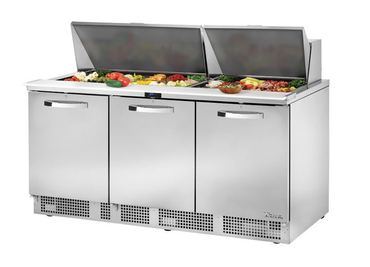 True TFP-72-30M~SPEC3, Commercial 72" Three Section Mega Top Sandwich Prep Table, 30 Pan, 6 Drawers