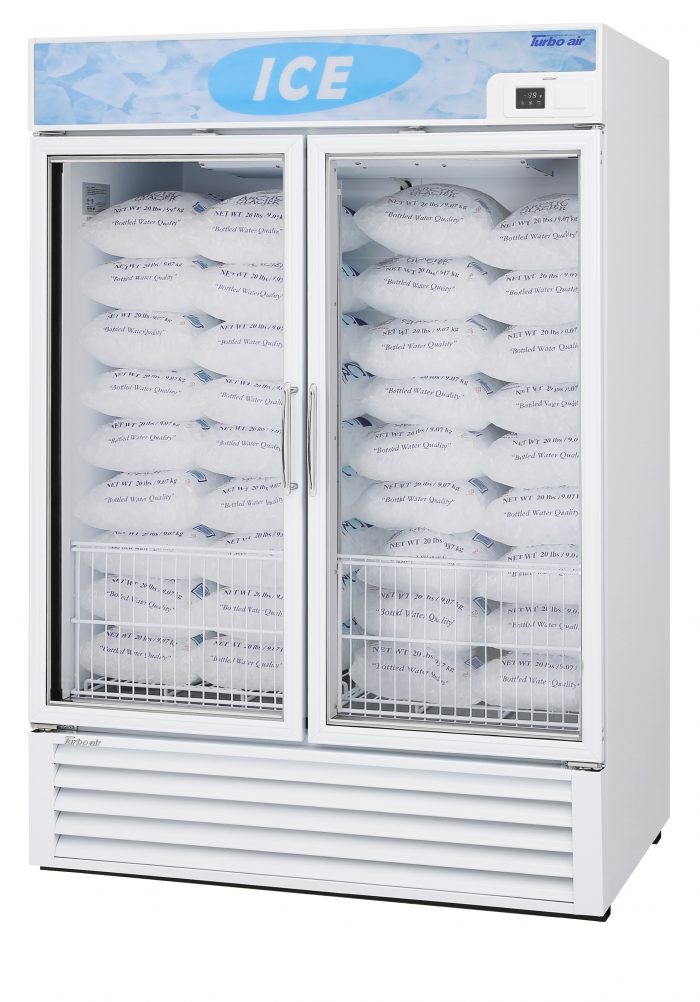 Turbo Air - TGIM-49W-N, 2 Glass Swing Door Ice Merchandiser, White Cabinet