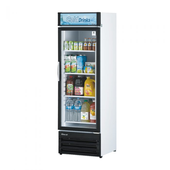 Turbo Air - TGM-14RV-N6, 1 Door Swing Glass Merchandiser, White Cabinet w/ Black Framed Front