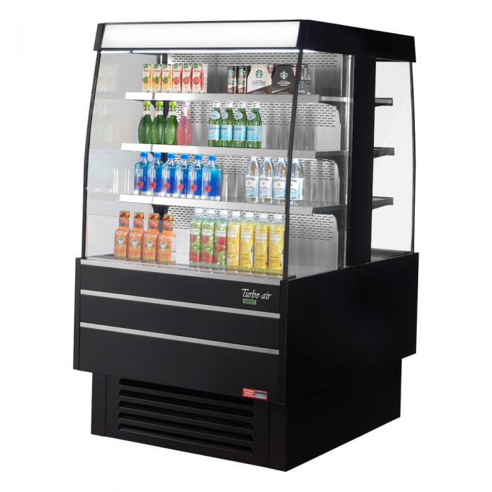 Turbo Air - TIOM-36SB-N, 39-3/8"L Square Type Double Unit, Glass Side Panel - Black