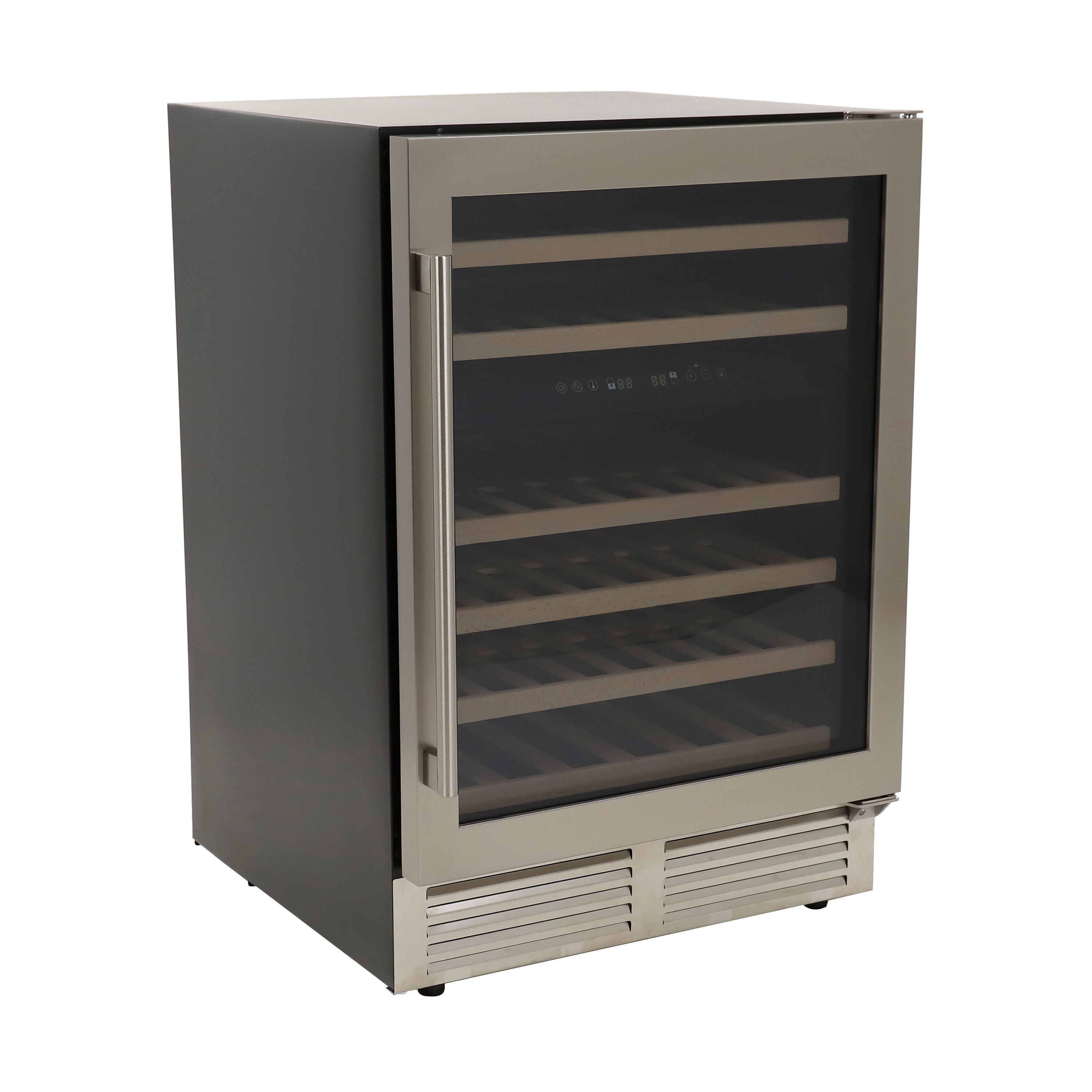 Avanti - WCD46DZ3S,  Dual-Zone Wine Cooler, 46 Bottle Capacity, in Stainless Steel with Wood Accent Shelving