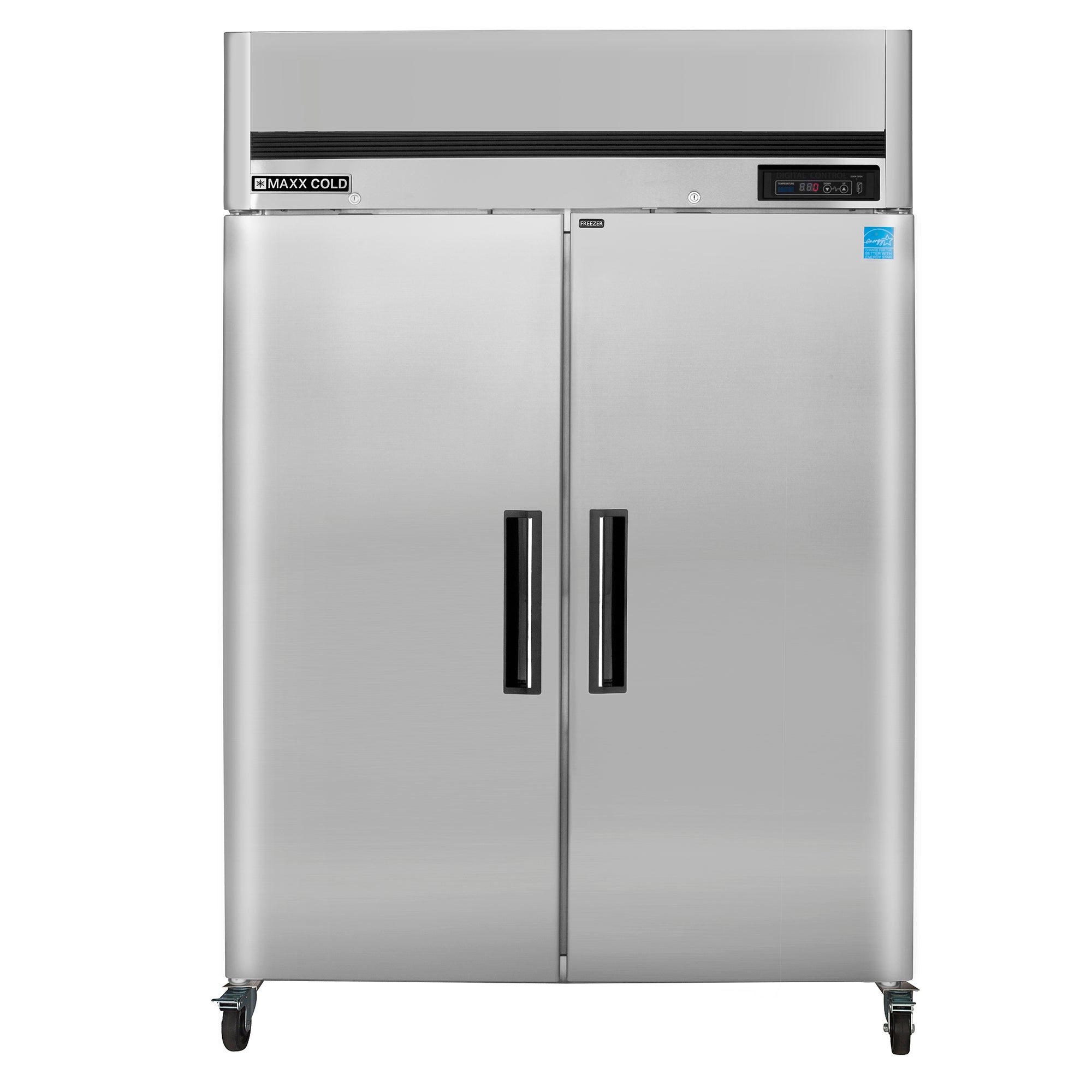 Maxx Cold - MCFT-49FDHC, Maxx Cold Double Door Reach-In Freezer, Top Mount, 54"W, 49 cu. ft. Storage Capacity, Energy Star Rated, in Stainless Steel