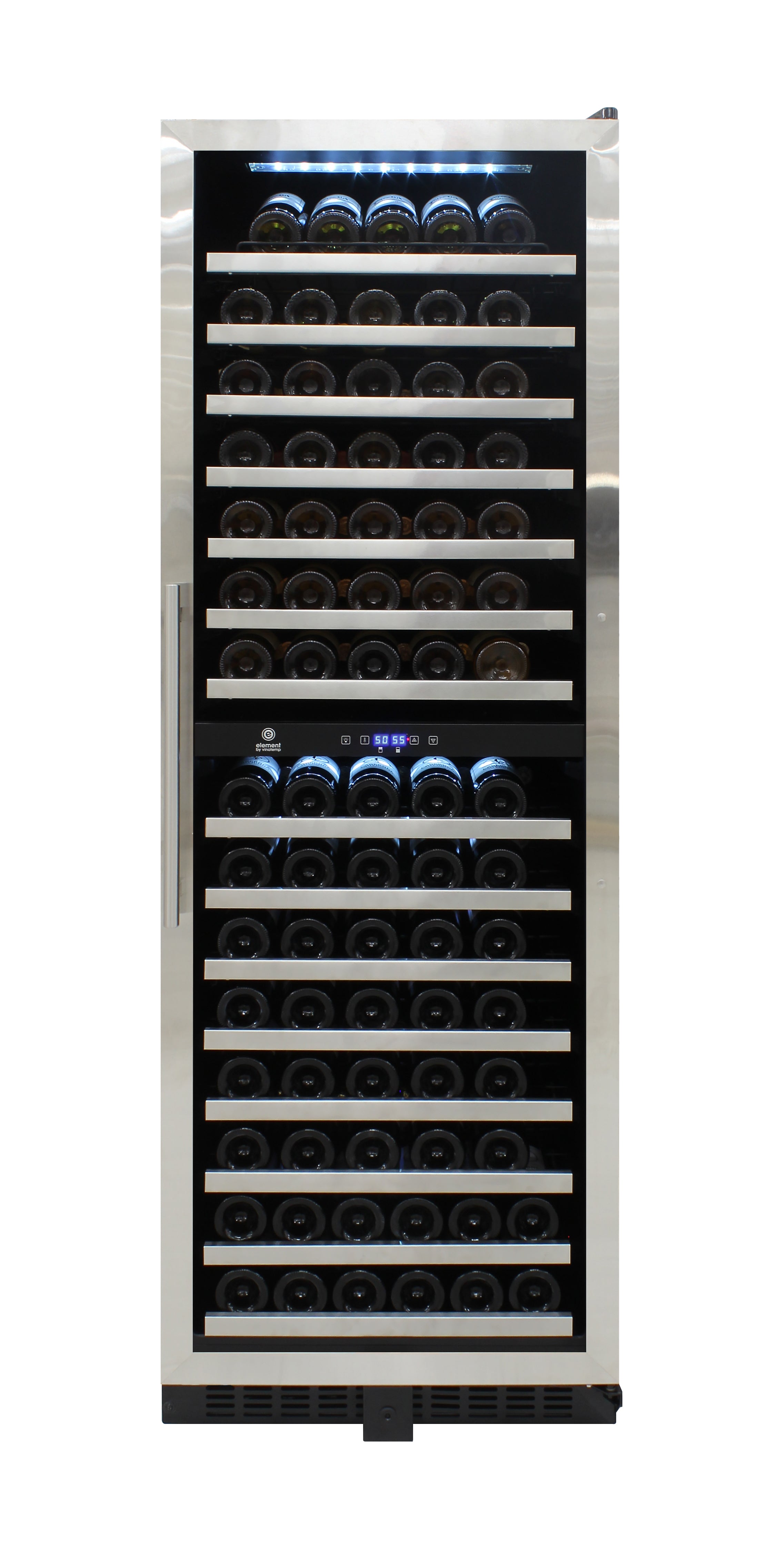 Vinotemp - EL-142SDST, Vinotemp Butler Series Dual-Zone Wine Cooler, 155 Bottle Capacity, in Black